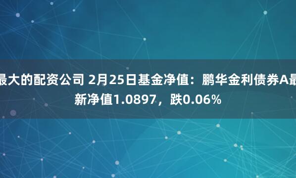 最大的配资公司 2月25日基金净值：鹏华金利债券A最新净值1.0897，跌0.06%